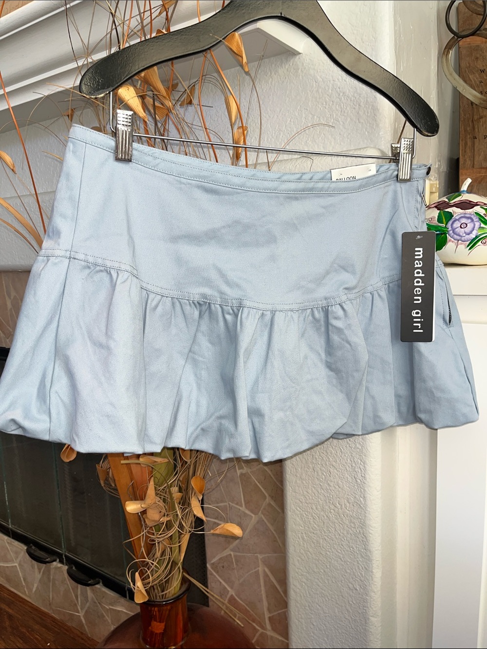 Madden Girl Pale Blue Ruffle Balloon Skirt